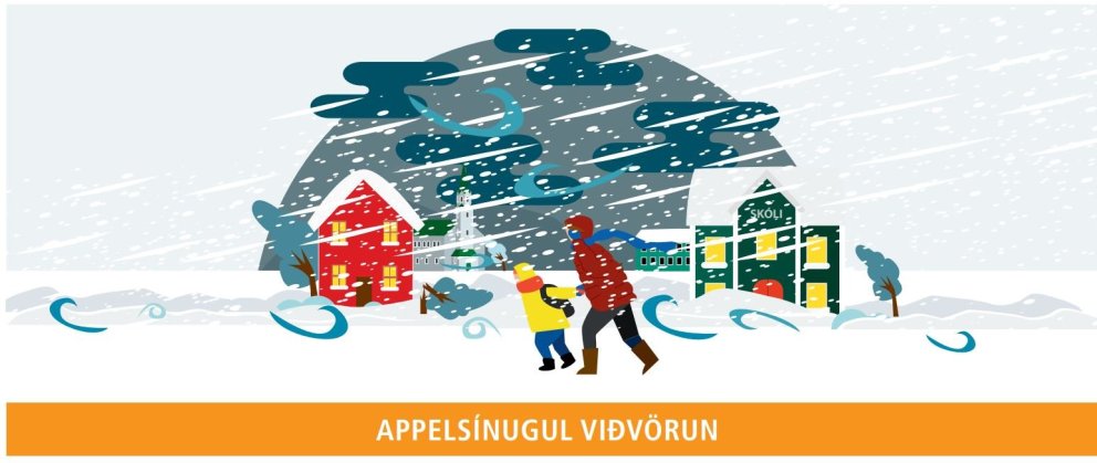 Appelsínugul veðurviðvörun þriðjudaginn 7.feb.23