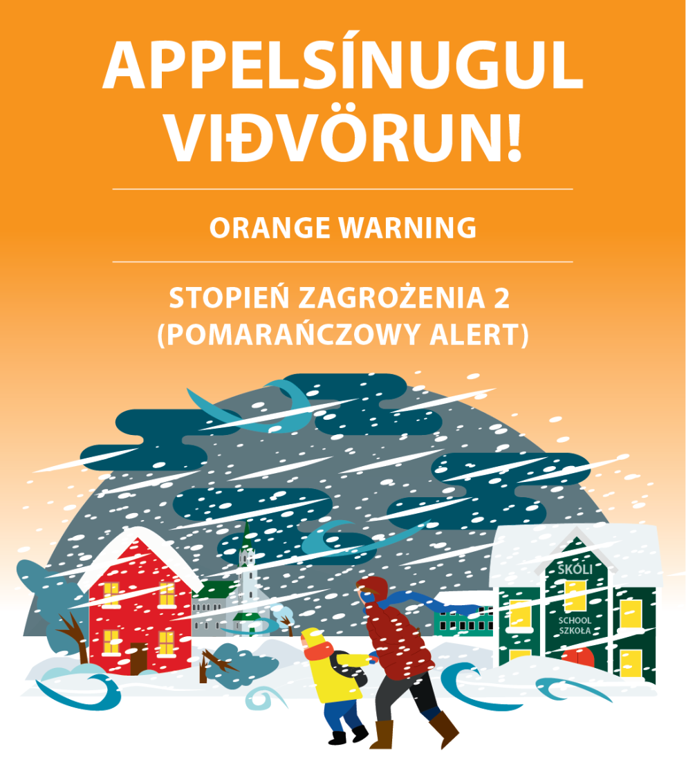 Appelsínugul viðvörun, 05.02.2025
Oragne warning, 05.02.2025
Pomarańczowy alert, 05.02.2025