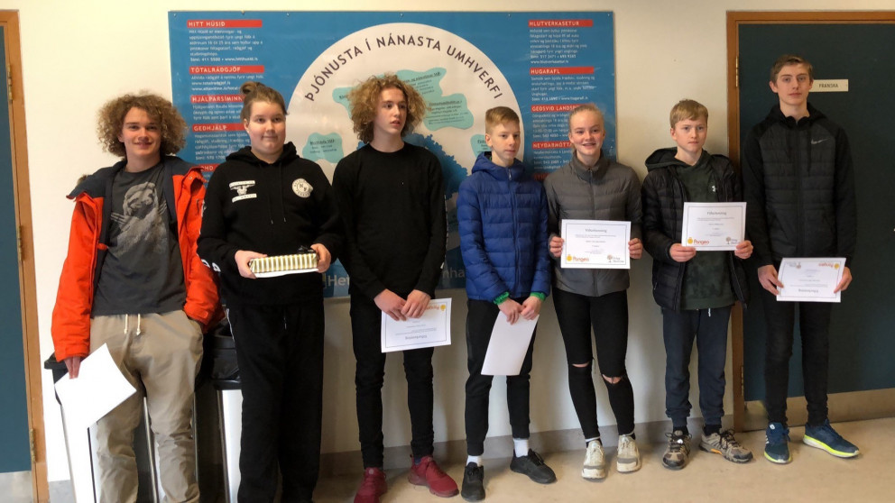 Keppendur Hörðuvallaskóla í úrslitum Pangea keppninnar 2018