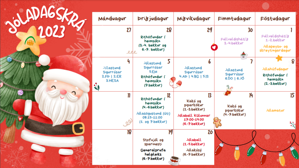 Jóladagskrá Hörðuvallaskóla