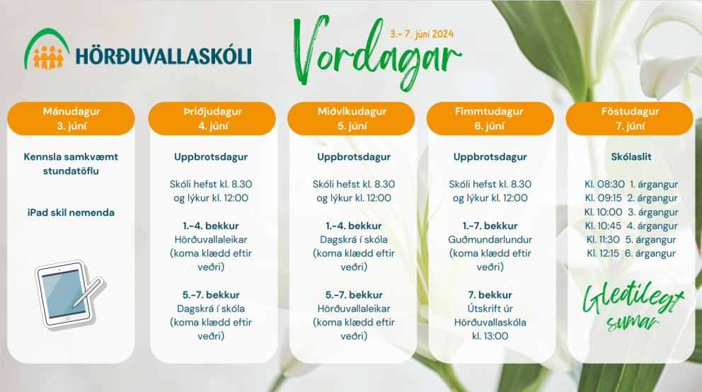 Skipulag kennsluvikunnar 3. - 7. júní 2024