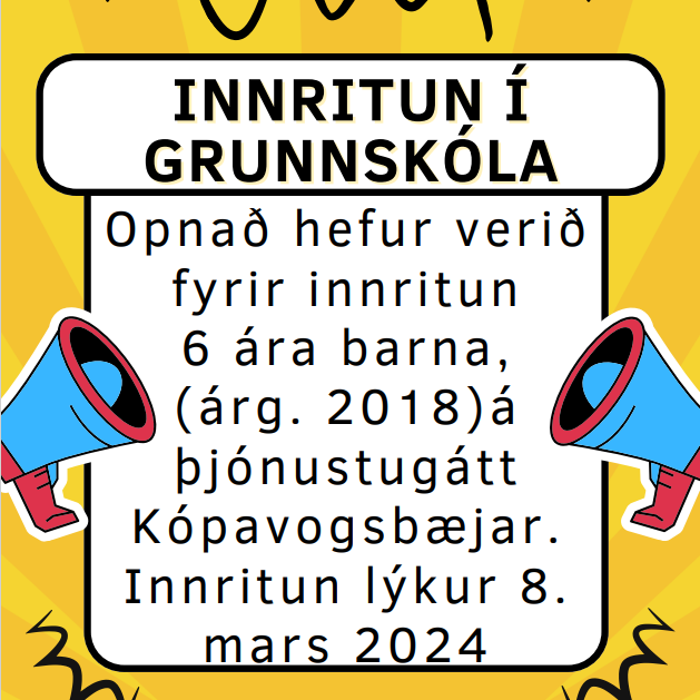 Innritun í grunnskóla Kópavogs fyrir skólaárið 2024 – 2025