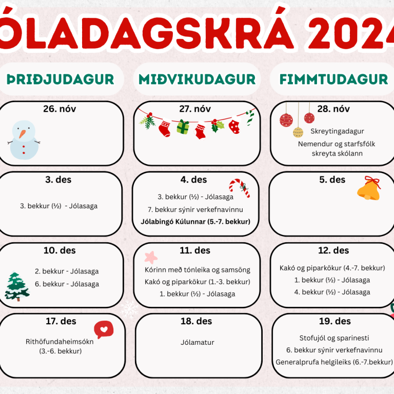 Jóladagskrá Hörðuvallaskóla 2024