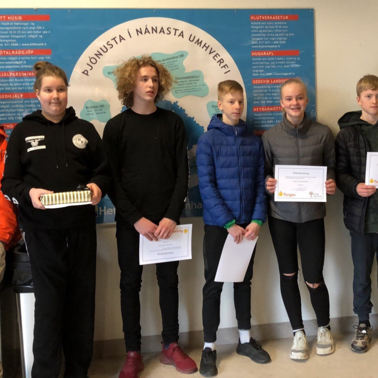 Keppendur Hörðuvallaskóla í úrslitum Pangea keppninnar 2018