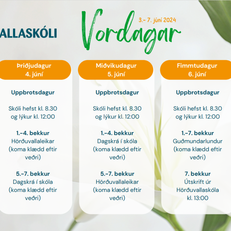 Skipulag kennsluvikunnar 3. - 7. júní 2024